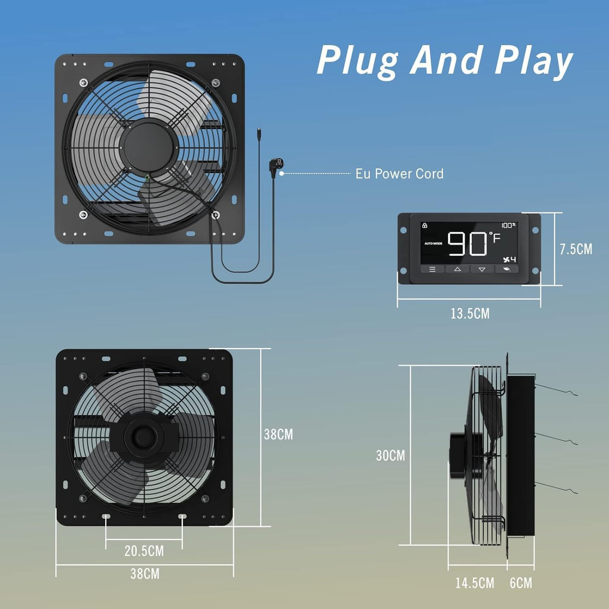 300 mm intelligente eafvoerventilator Wifi App, buisventilator, afzuigkap voor verwarming, koeling, booster, groeitenten, hydroculturen, thuisgebruik