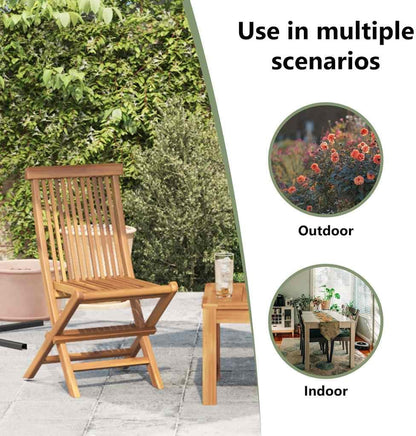Teak Tuinstoelen – Klapstoelen – Tuinstoelen – Vouwstoelen – Outdoor Stoelen – Set Van 2 – Duurzaam En Weerbestendig – Comfortabele Zithoogte