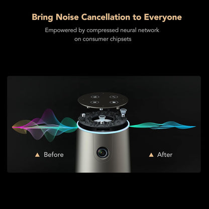 Nuroum C46 4K conferentiewebcam met microfoon en luidspreker, 8 MP CMOS/120 ° FOV/5x Zoom/AI Auto Framing, 4,9 m Voice Pickup Videoconferentie Camera Speakerphone, voor Zoom/Teams/GoogleMeet