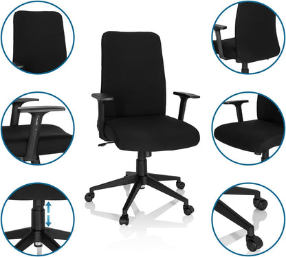 hjh OFFICE 724581 Home-Office bureaustoel COSIO I stof zwarte draaistoel gevoerd, rugleuning ergonomisch, kantelfunctie, donkerblauw, één maat