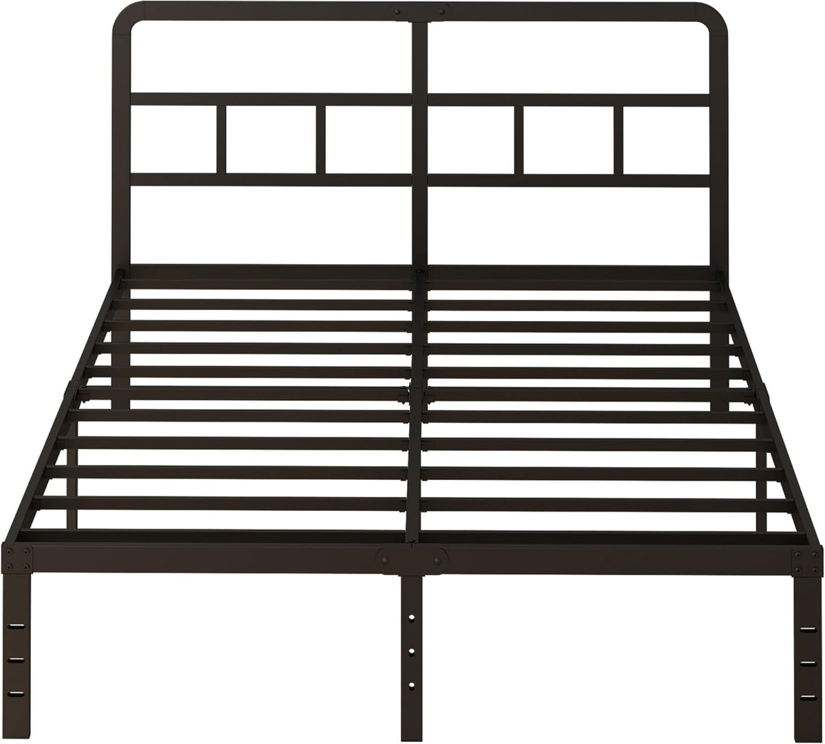 Lutown-Teen Metalen Bed Frame 135 x 190 cm met Gebogen Hoofdbord, Hoogte 36cm, Bedframe 135x190 met Lattenbodem Van Metaal, Opbergruimte onder het bed, Eenvoudige Montage, Zwart
