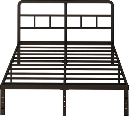 Lutown-Teen Metalen Bed Frame 135 x 190 cm met Gebogen Hoofdbord, Hoogte 36cm, Bedframe 135x190 met Lattenbodem Van Metaal, Opbergruimte onder het bed, Eenvoudige Montage, Zwart