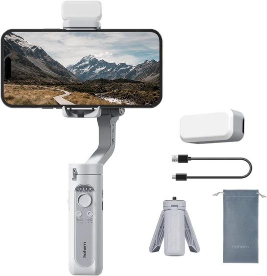 hohem iSteady XE Gimbal-stabilisator voor smartphone, 3-assige telefoonstabilisatoren met statief voor video-opname, 280 g laadvermogen vervanging voor iPhone 14 Pro/13/12/11 met vullicht