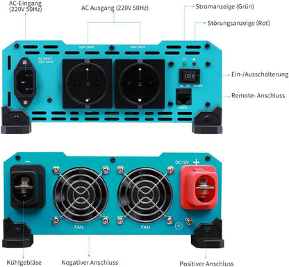 <font dir="auto" style="vertical-align: inherit;"><font dir="auto" style="vertical-align: inherit;">        Renogy Inverter 3000 W 12 V with on/off switch DC to AC with AC priority switch function       </font></font>
