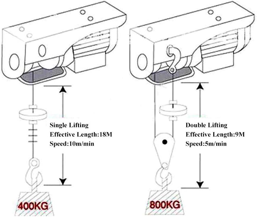 KATSU Elektrische takel, lift tot 250 kg, 550 W, elektrische lier met 18 m staaldraad en afstandsbediening, voor werkplaats, garage, autowinkel, daklift