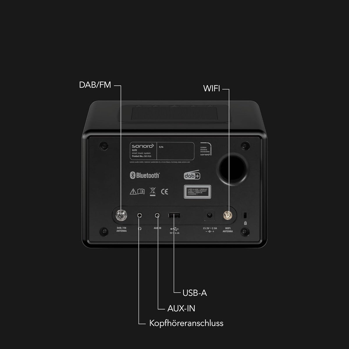 sonoro Elite internetradio met cd-speler (FM, DAB Plus, Podcasts, Spotify, Amazon Music, Deezer), mat zwart