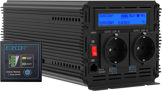 2000W Omvormer – Spanningsomvormer – Stroomomzetter – DC Naar AC Converter – Inverter – Afstandsbediening – LCD Scherm - QUORE