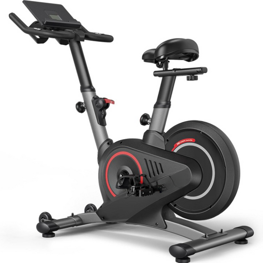 Fitnessfiets - Fitness Fiets - Hometrainer - Indoor Cycle - met Magnetische Weerstand - Riemaandrijving - LCD-monitor - met Toerentalmonitor - Grotere Tablethouder - voor Thuis - 95 x 55 x 131 cm - Zwart