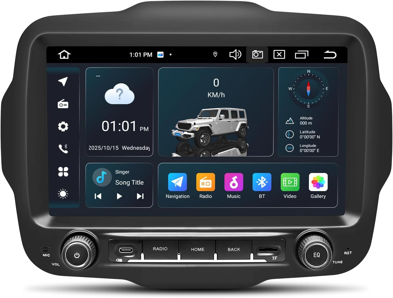 Autoradio Jeep Renegade – Multimedia Unit – Navigatiesysteem – Autoradio Stereo – Inbouw Radio – 9-inch HD IPS QLED Touchscreen – Android 14 met 4G LTE & Draadloze CarPlay