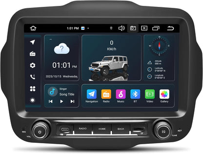 Autoradio Jeep Renegade – Multimedia Unit – Navigatiesysteem – Autoradio Stereo – Inbouw Radio – 9-inch HD IPS QLED Touchscreen – Android 14 met 4G LTE & Draadloze CarPlay