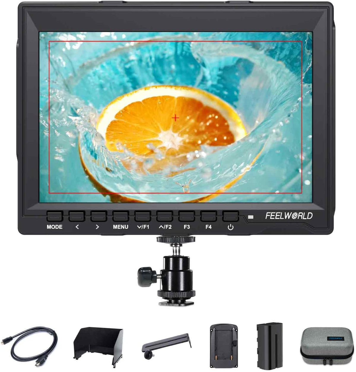 FEELWORLD FW759 7 Inch Camera Veldmonitor 1280x800 IPS Camera Monitor met 4 HDMI Ingangen/Uitgangen,Video Peaking Focus Assist,178° Groothoek,Inclusief Oplaadbare F550 Batterij en Tas