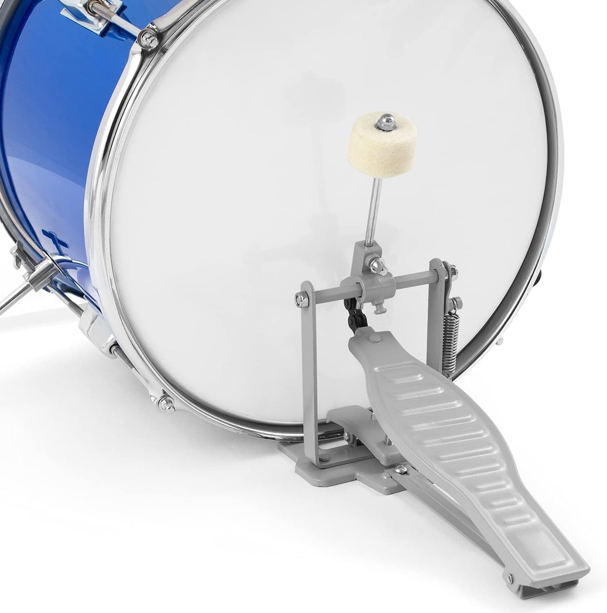 Kids Drum Kit - Blauw 3-delige Junior Drumset, Kinderdrumset met Troon en Drumsticks