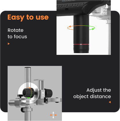 AD407 Pro 3D HDMI Soldering Digital Microscope, 4MP 2160P UHD Video Record, 7 inch Adjustable LCD Screen USB Video Electronic Microscopes for Repairing, Circuit Board, SMT SMD DIY