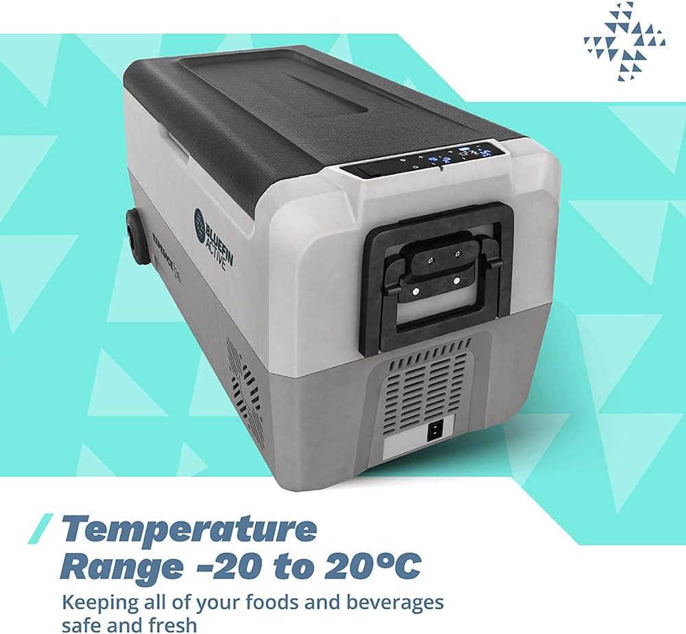 Bluefin Active Draagbare Koelbox | Geavanceerde Koel- en Vriestechnologie | Energiebesparend Opladen | Dubbele Compartimenten| Smartphone App-Bediening | LCD-scherm | AC & DC