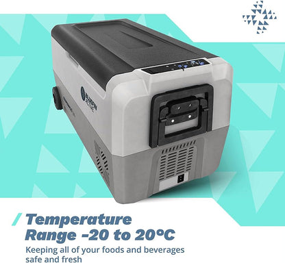 Bluefin Active Draagbare Koelbox | Geavanceerde Koel- en Vriestechnologie | Energiebesparend Opladen | Dubbele Compartimenten| Smartphone App-Bediening | LCD-scherm | AC & DC