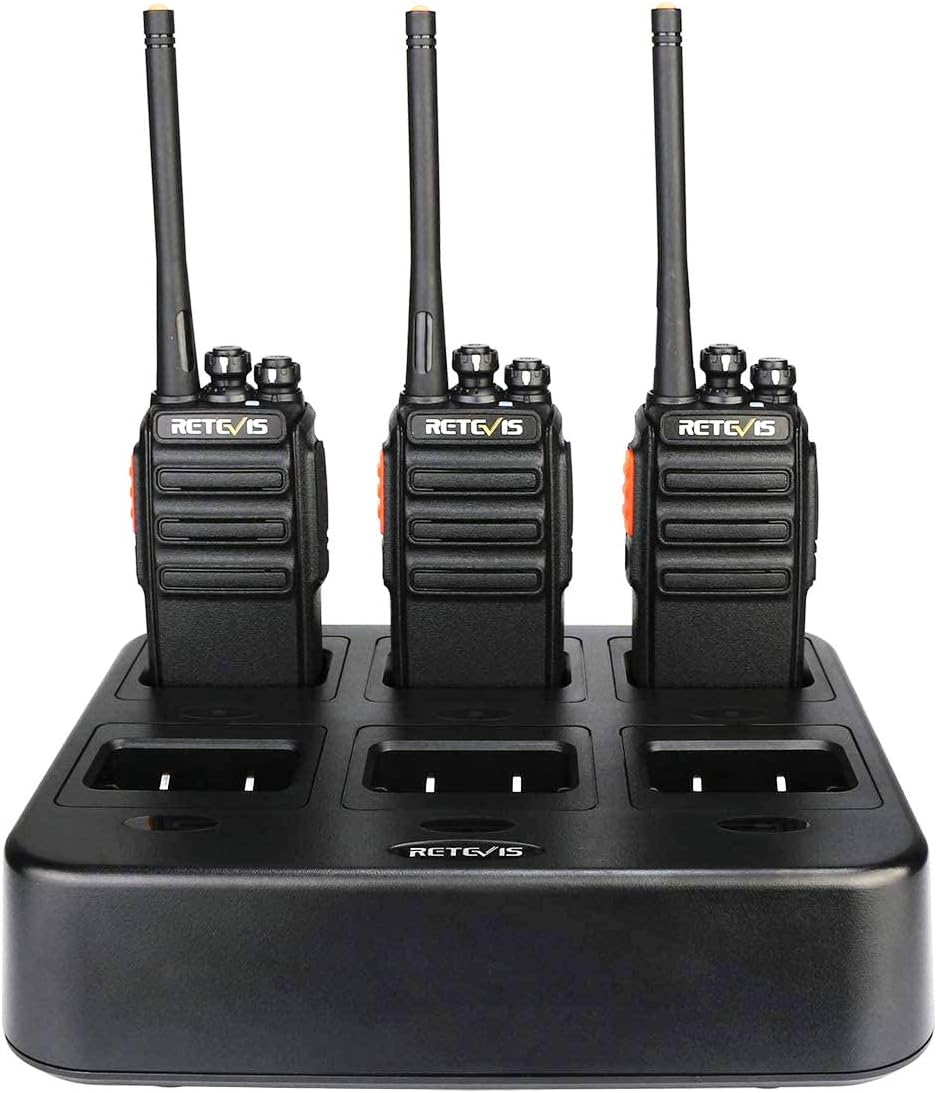 Retevis RT24 Portofoons PMR446 Vergunningsvrije 16 Kanalen CTCSS/DCS VOX Oplaadbare Walkie Talkies (6 Stuks) met 6-weg Lader (1 Stuk)
