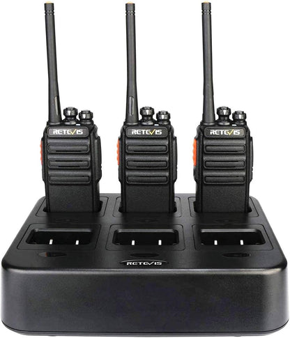 Retevis RT24 Portofoons PMR446 Vergunningsvrije 16 Kanalen CTCSS/DCS VOX Oplaadbare Walkie Talkies (6 Stuks) met 6-weg Lader (1 Stuk)