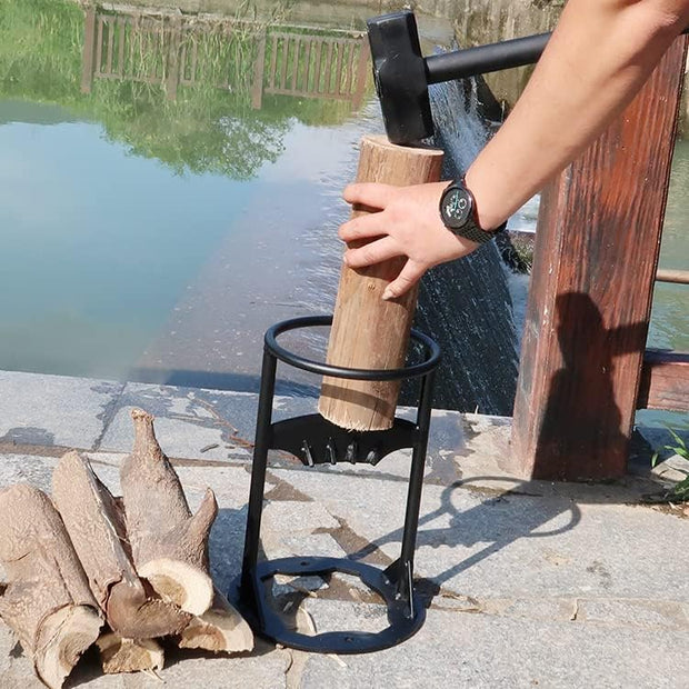 Houtklover - Houtsplijter - Handmatige Wandhouder - Kloofwig - Brandhoutsplijter - voor Zacht Hout - Aanmaaksplijter - Ideaal voor Camping - Picknick - Tuinhuis - 22 x 31 cm - Zwart