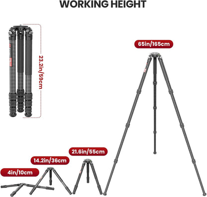 Koolstofvezel Statief – Camera Statief – Videostatief – Dslr Statief – Driepoot – 40 Mm Buis – Draagvermogen Tot 40 Kg