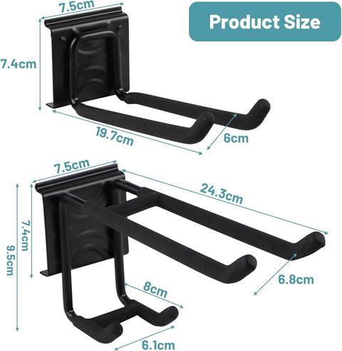 Fietsenrek - Fietsstandaard - Fietshouder - Fietshaak - voor 6 Fietsen  - 5 Helmen - 2 Garagehaken - Verstelbare - Verticale Wandfietsophanging - met Framebescherming - voor Woning - Garage - Opslag - 162.8 x 10 cm -Zwart