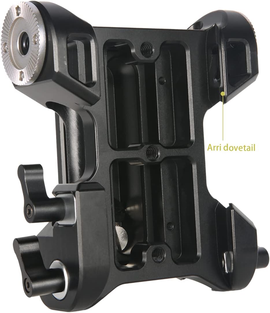 Multifunctionele camera-basisplaat met 15 mm stangrailklem, NICEYRIG universele camera-grondplaat met 2 Arri standaardversnellingen en 15 mm railbevestiging voor DSLR-installatiesysteem-513