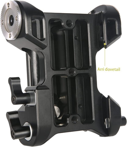 Multifunctionele camera-basisplaat met 15 mm stangrailklem, NICEYRIG universele camera-grondplaat met 2 Arri standaardversnellingen en 15 mm railbevestiging voor DSLR-installatiesysteem-513