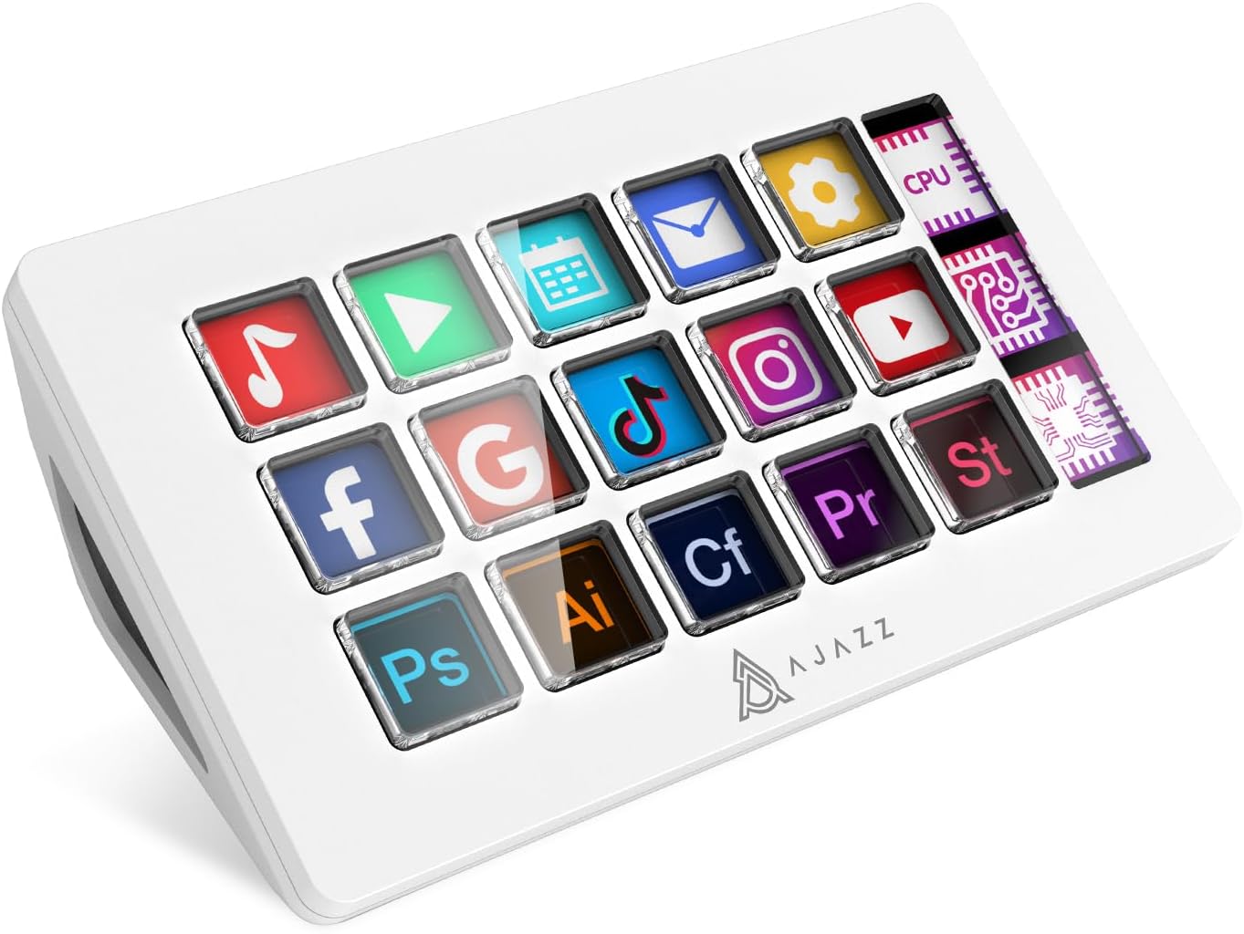 AKP153 Studio Controller, Stream Deck, 15 Macro Keys, Trigger Actions in Apps and Software Like OBS, Twitch, YouTube, Custom Console for Live Streaming, Photo and Video Editing, PC/Mac (White)