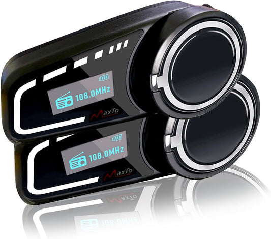 QSPORTPEAK M2C Motorfiets Intercom Headset Luidsprekers, 1000 m 6 Rijders Motorbike Intercom Universele Bluetooth Motorhelm Communicatie Systeem Spraakwijzerplaat/Bruikbaar tijdens het opladen (2
