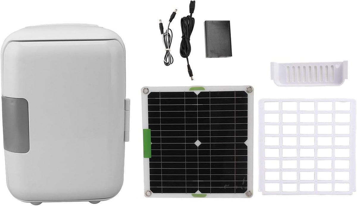 Auto -Koelkast op Zonne -energie, Elektrische Koeler met 50W Monokristallijn Zonnepaneel en Batterijbox -connecterkabel, Snelle Koelbare Draagbare Koelkast voor Kamperen