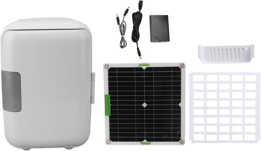Auto -Koelkast op Zonne -energie, Elektrische Koeler met 50W Monokristallijn Zonnepaneel en Batterijbox -connecterkabel, Snelle Koelbare Draagbare Koelkast voor Kamperen