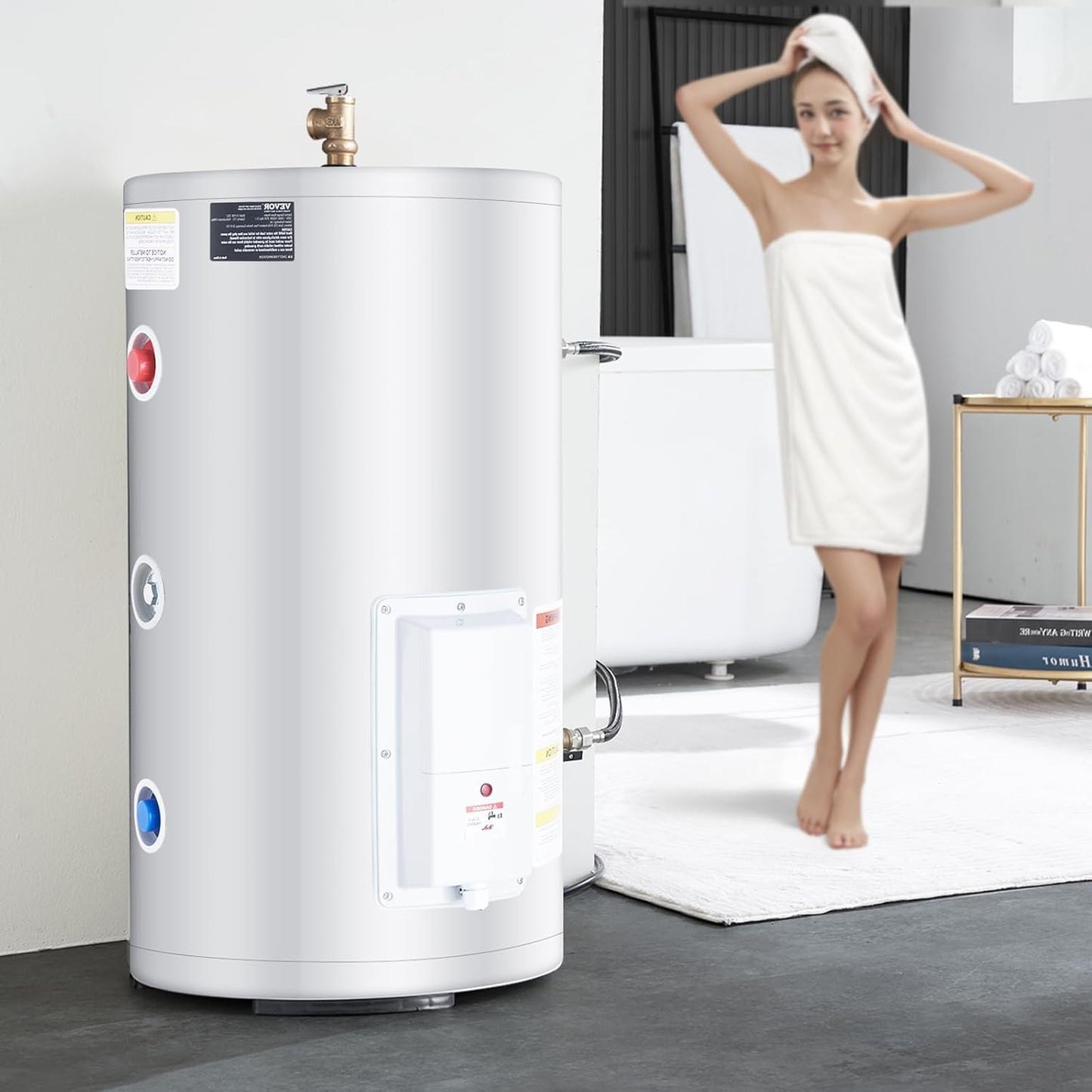 VEVOR Elektrische boiler, 18 gallon tank, doorstroomboiler, 1,6 kW tankloze boiler met led-display, draaiknopbediening, doorstroomboiler voor douche, badkamer