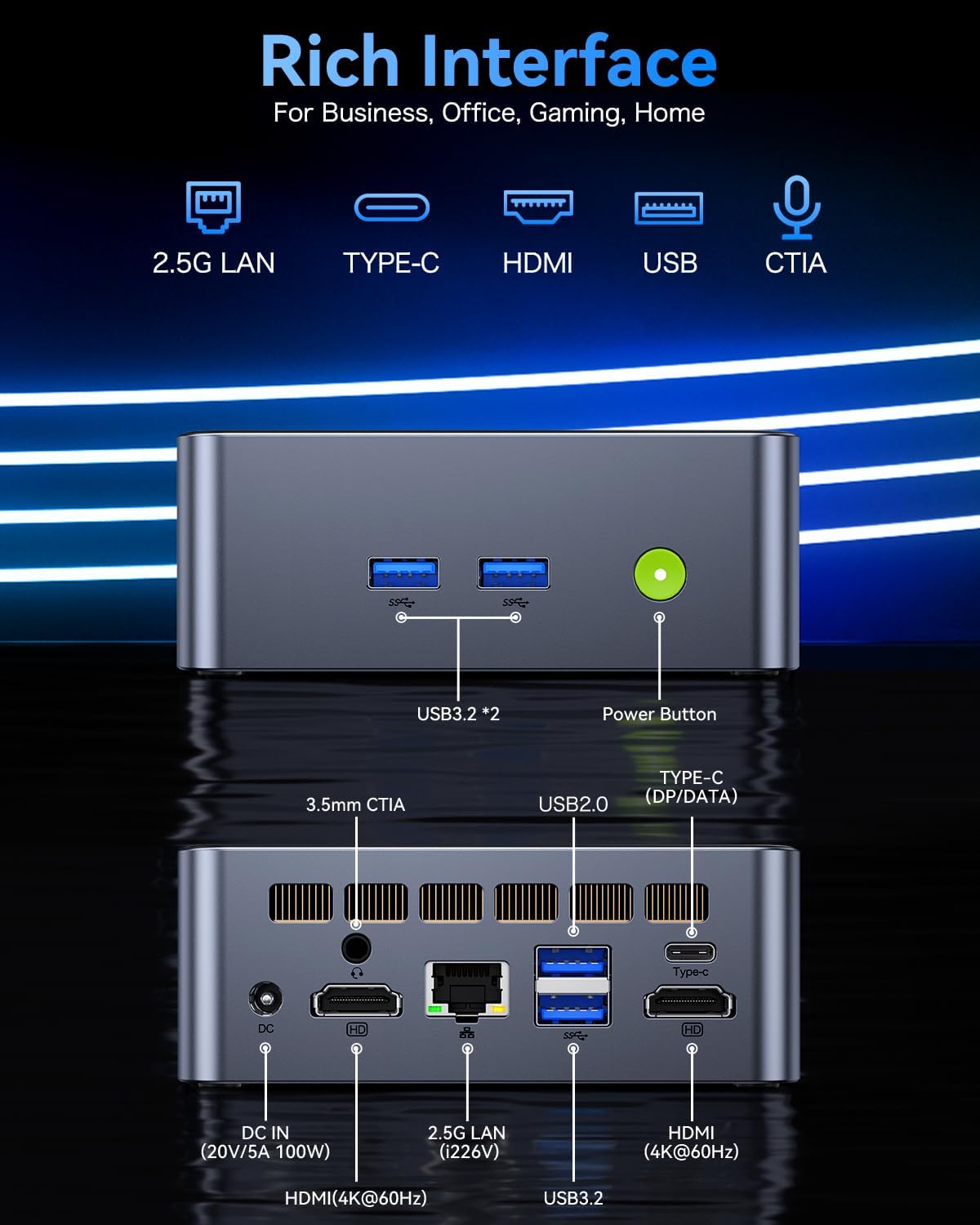 Mini PC – Mini Desktop – Compacte Computer – Kleine PC – Krachtige PC – Intel Core i7 12700H – 16GB RAM & Triple 4K Monitorondersteuning