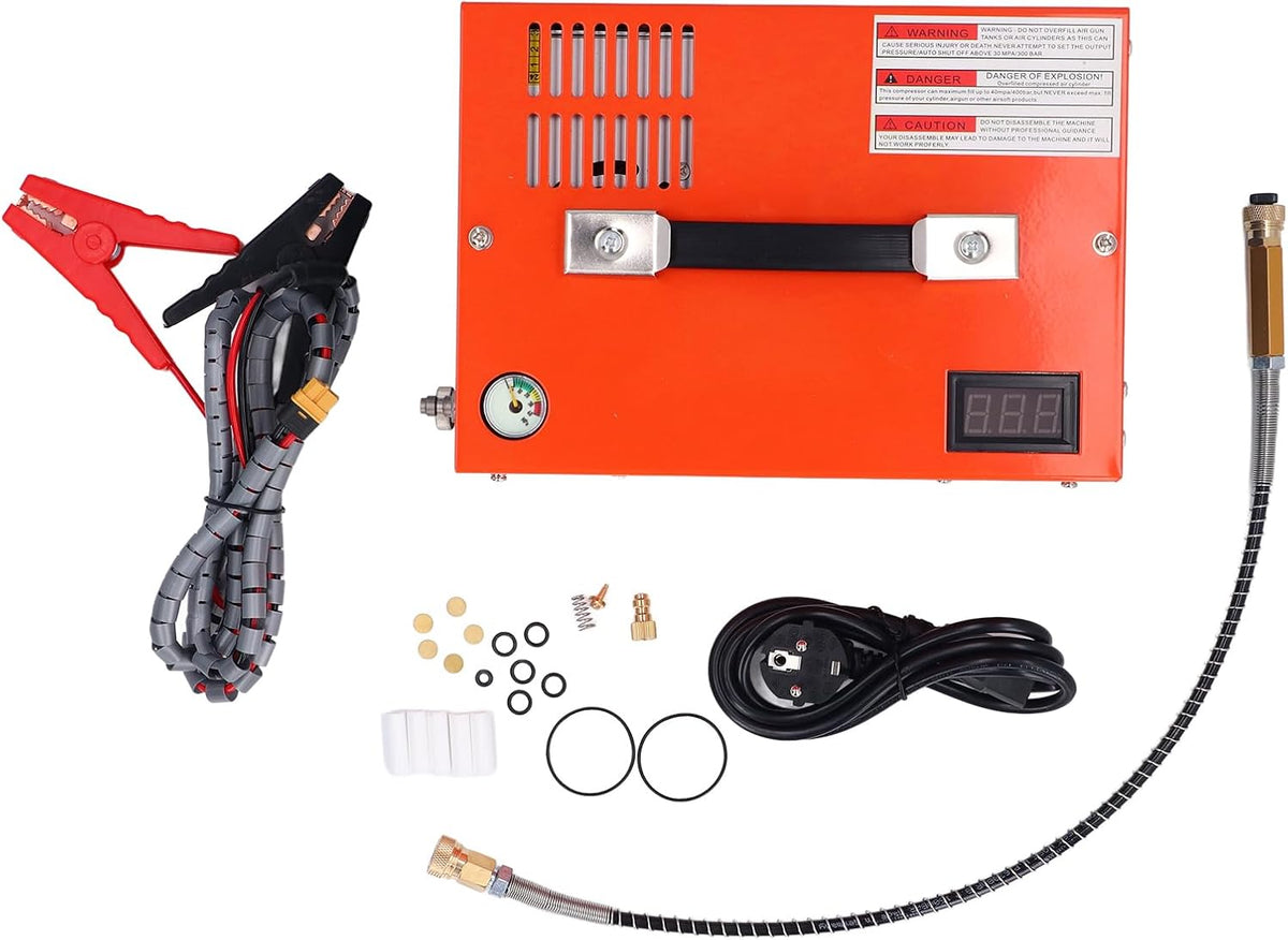 SEAFRONT PCP -luchtcompressor 4500psi Hoge Drukluchtpomp met Realtime Temperatuurdisplay Ingebouwd in Transformator voor Buiteninflatie (EU -plug 220V)