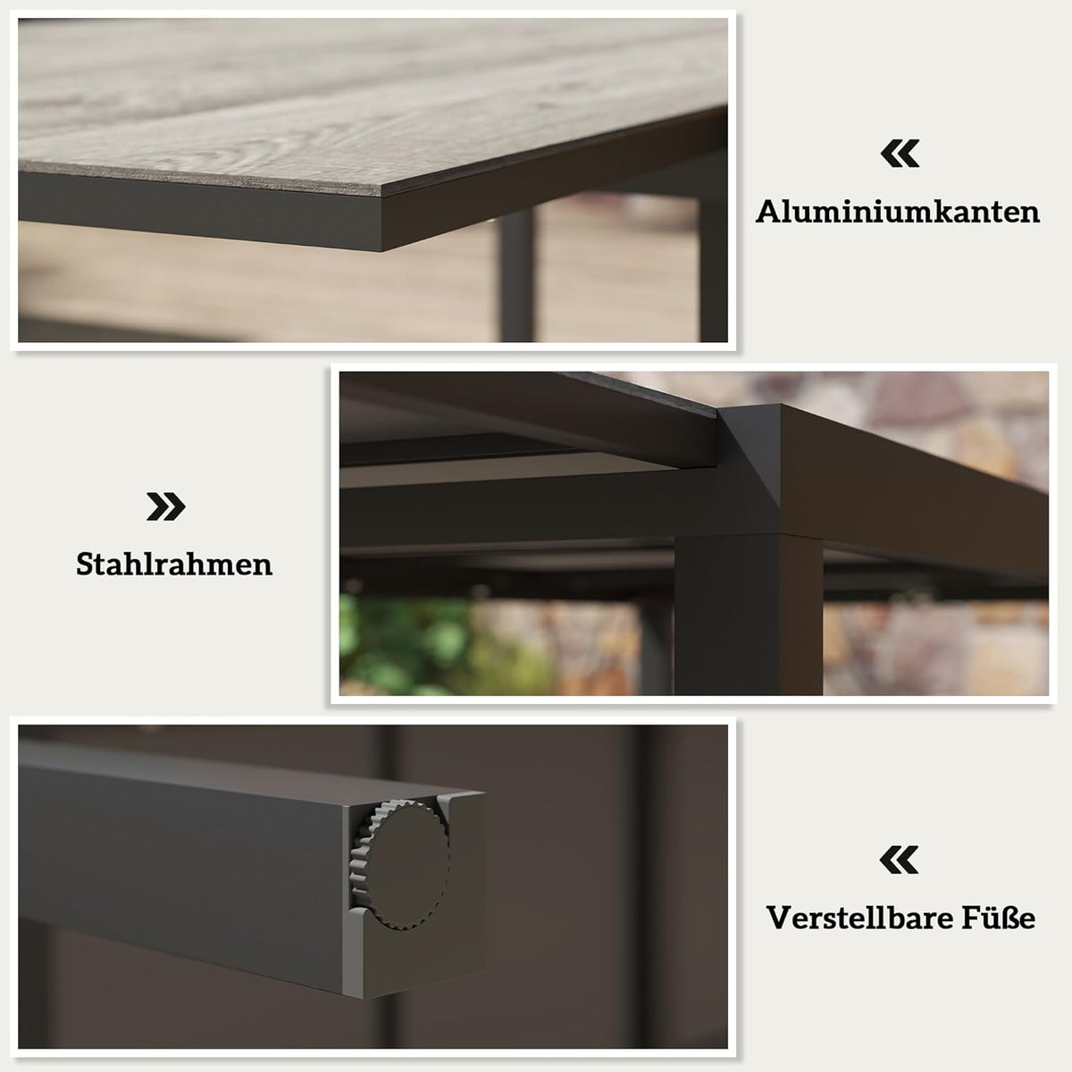 Uitschuifbare Tuintafel – Tuinmeubel – Terrastafel – Balkon Tafel – Eettafel Buiten – Weerbestendig – 160-240x90 cm – Kunststof Houtlook