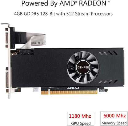 Radeon RX 550 Grafische kaart, 4GB GDDR5 128-bit, laag profiel, DisplayPort 1.4 HDMI DVI-D Dual Link, PCI Express 3.0 x8, Desktop Gaming grafische kaart voor pc, DirectX 12, Computer GPU
