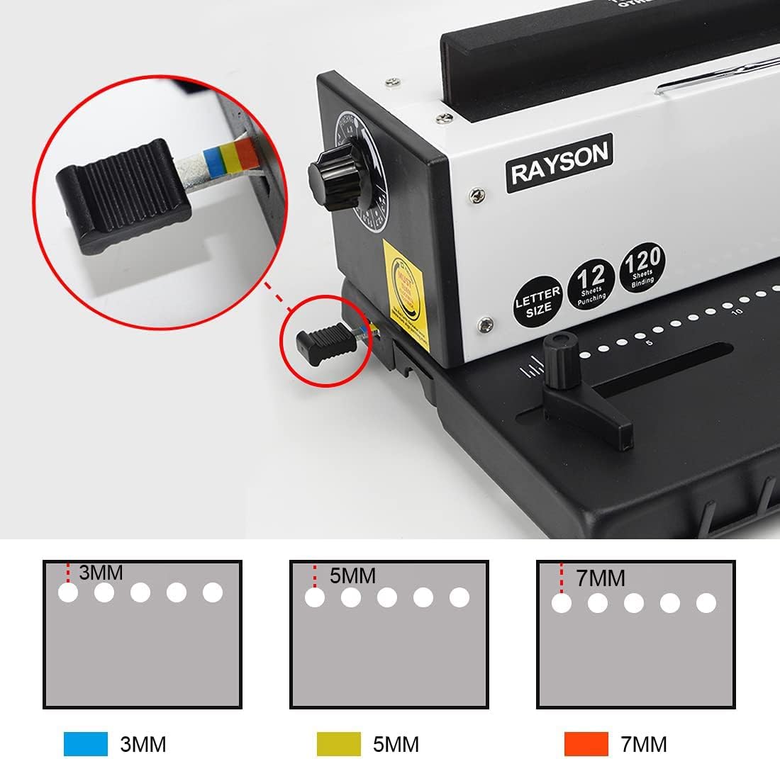 RAYSON TD-1200R Metaaldraad bindmachine – 3:1 ponsafstand, 34 gaten, perforeert 12 A4-bladzijden, bindt tot 120 pagina’s