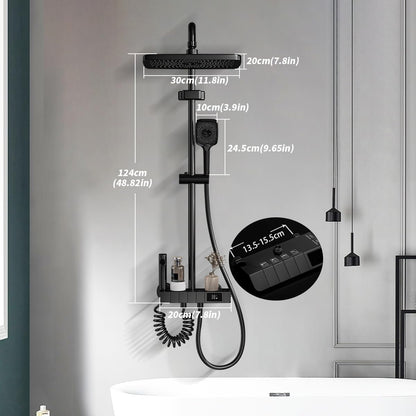 Thermostatische doucheset Chroom – Douchekraan – Regendoucheset – Douchekolom – Douchesysteem – 31 x 20 cm regendouche – Digitaal led-display zonder batterijen