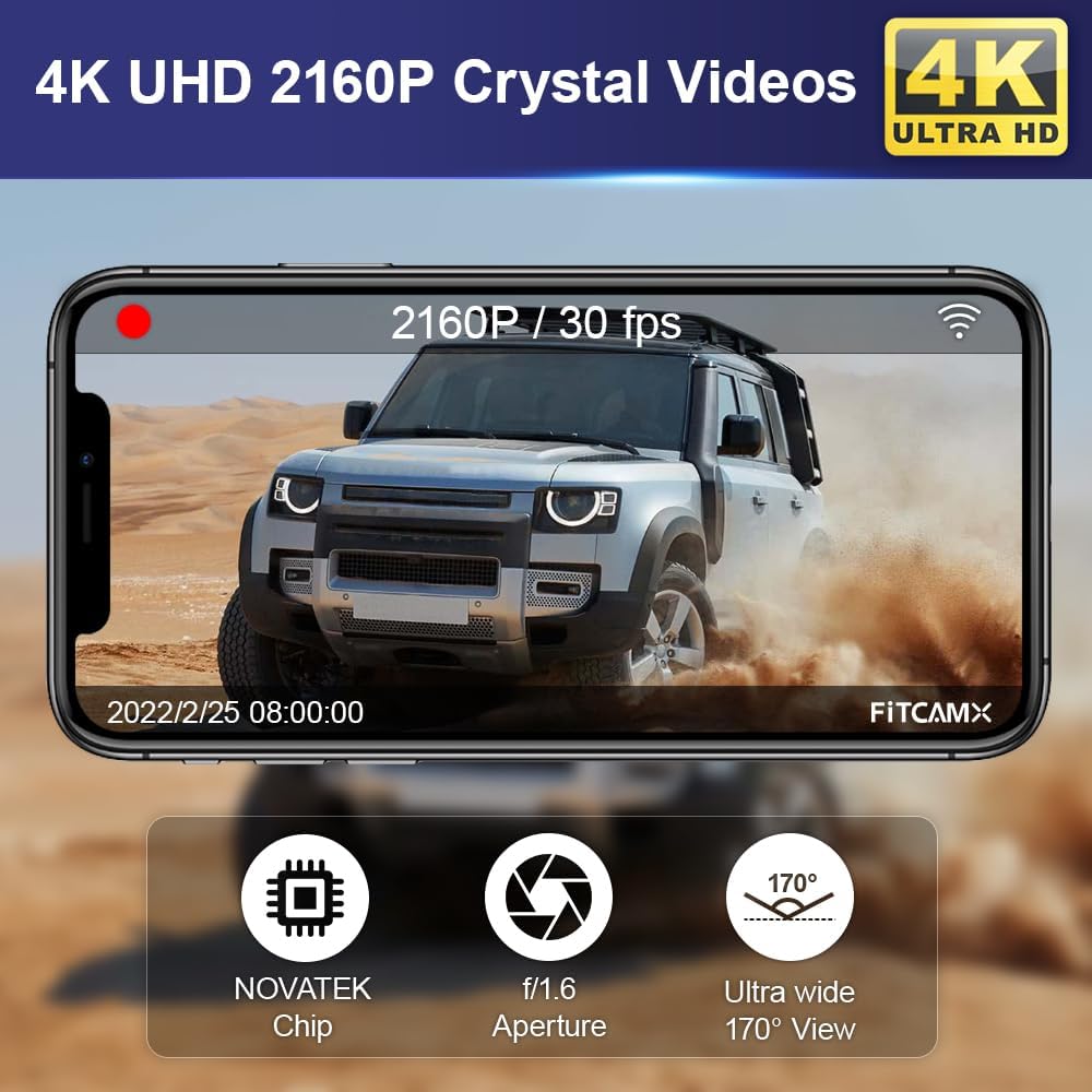 Dashcam – Autocamera – Boordcamera – Auto Camera – Rijcamera – Geïntegreerde OEM-Look Voor Auto's Met Regensensor – 4K UHD 3840x2160, Plug & Play Installatie