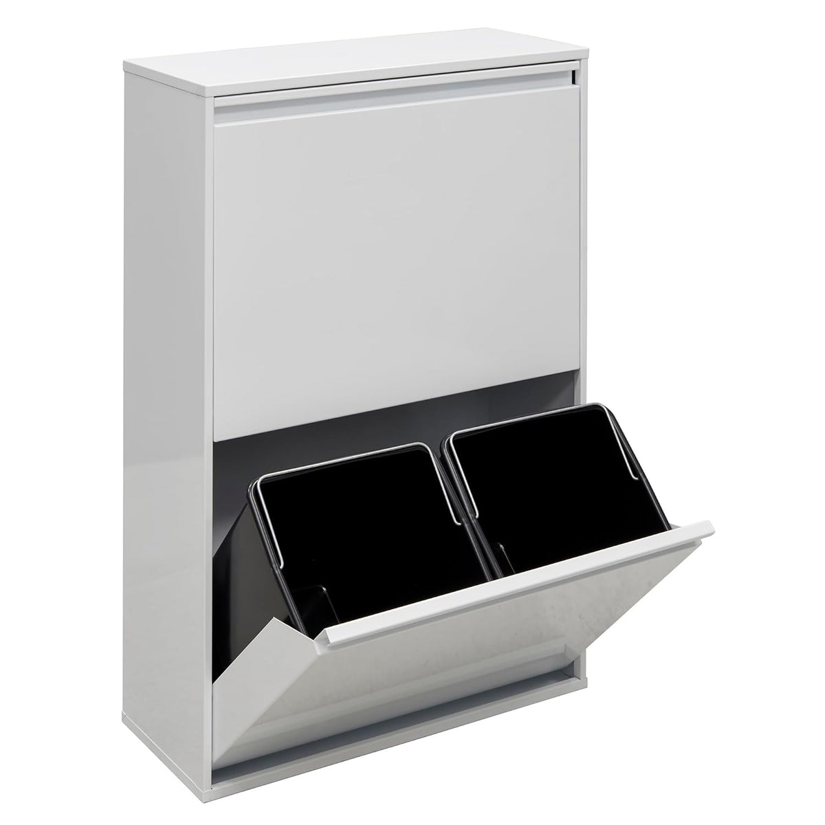 ARREGUI Basic CR601-B2 Recyclingcontainer | Afvalcontainer in Staal | 4 Compartimenten 23+11+17+17 L (68 L) | Binnenemmers voor PMD en GFT | Recyclebak voor Afvalscheiding | Afvalbak voor Keuken | Wit