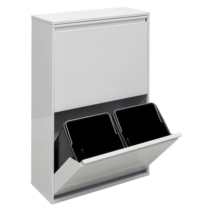 ARREGUI Basic CR601-B2 Recyclingcontainer | Afvalcontainer in Staal | 4 Compartimenten 23+11+17+17 L (68 L) | Binnenemmers voor PMD en GFT | Recyclebak voor Afvalscheiding | Afvalbak voor Keuken | Wit