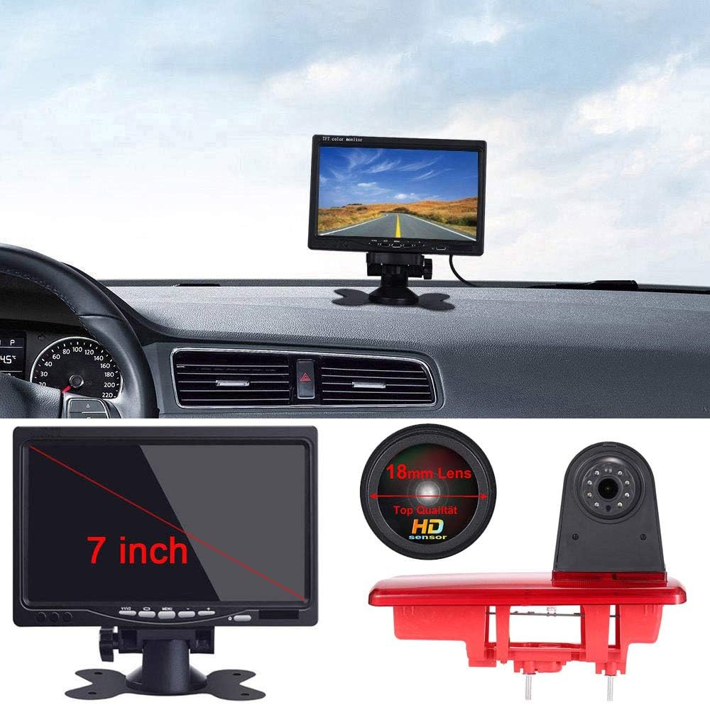 1280x720 pixels auto derde dak top mount remlicht camera remlicht achteruitrijcamera voor FIAT Talento Nissan NV300 Primastar Renault Traffic 3 opel Vauxhall vivaro + 7 inch LCD-monitor HD