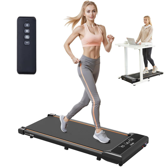 VEVOR Walking Pad Under The Desk, Working Treadmill with 120kg Load Capacity, Portable Pad with 2.5 HP, Remote Control, LED Display, 1-6 km/h, Black - QUORE