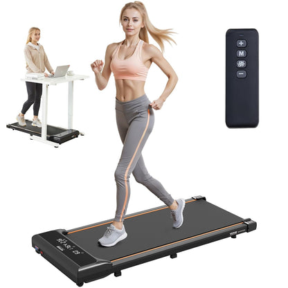 VEVOR Walking Pad Onder Het Bureau, Werkende Loopband Met 120 Kg Draagkracht, Draagbare Pad Met 2,5 Pk, Afstandsbediening, Led-Display, 1-6 Km/u, Zwart