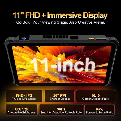 Blackview Active12 Pro tablet, 30.000 mAh, robuust, met projector, 36 GB + 256 GB/2 TB Android 15 tablet, onbreekbaar, 5G, 11 inch FHD+ 120 Hz, campinglicht, 108 MP + 50 MP, 2 stereo-luidsprekers