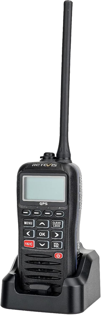 Retevis RM40 Marine radio, IP67 waterdicht, met DSC, GPS, draagbare zwevende radio, VHF Marine transceiver voor redding, kustwacht (zwart, 1 stuk)
