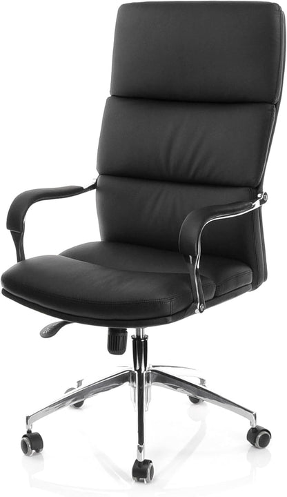 hjh OFFICE 600700 Bureaustoel, directiestoel BRUNELLO 20, kunstleer, zwart, dik gevoerd en vele instellingen, hoge rugleuning, ergonomische bureaustoel, draaistoel, XXL managersstoel