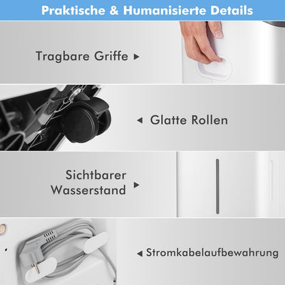FANTASK 4 modi bouwdroger 50 l/dag met 24-uurs timer, slimme luchtontvochtiger met led-aansoog en ventilator, 5 l waterreservoir en afvoerslang