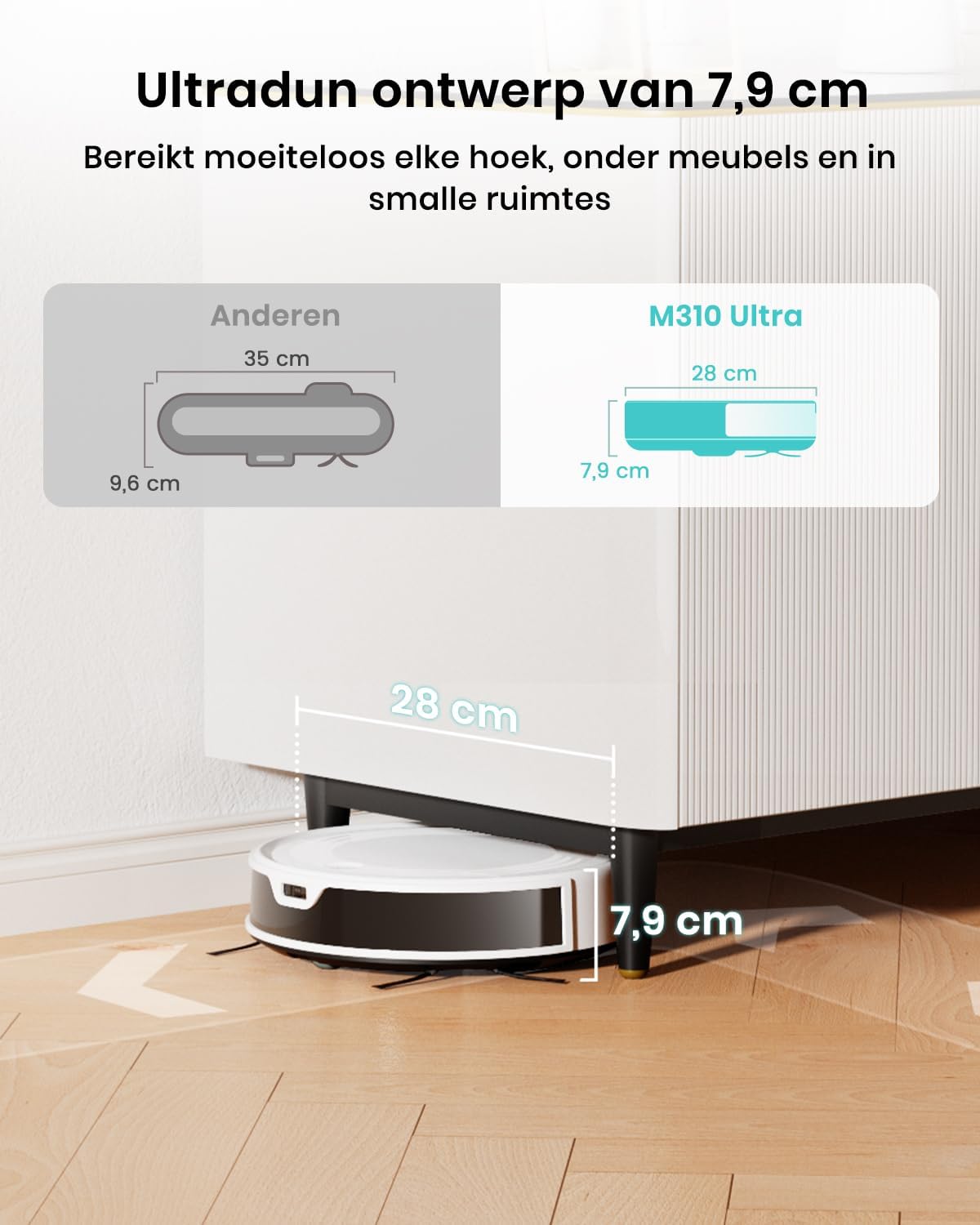 Lefant M310 Ultra Robotstofzuiger, 6000 Pa, lasernavigatie, nauwkeurige obstakelvermijding, bediening via app/Alexa, anti-klitten, ideaal voor dierenharen, haar en harde vloeren, M310 Ultra