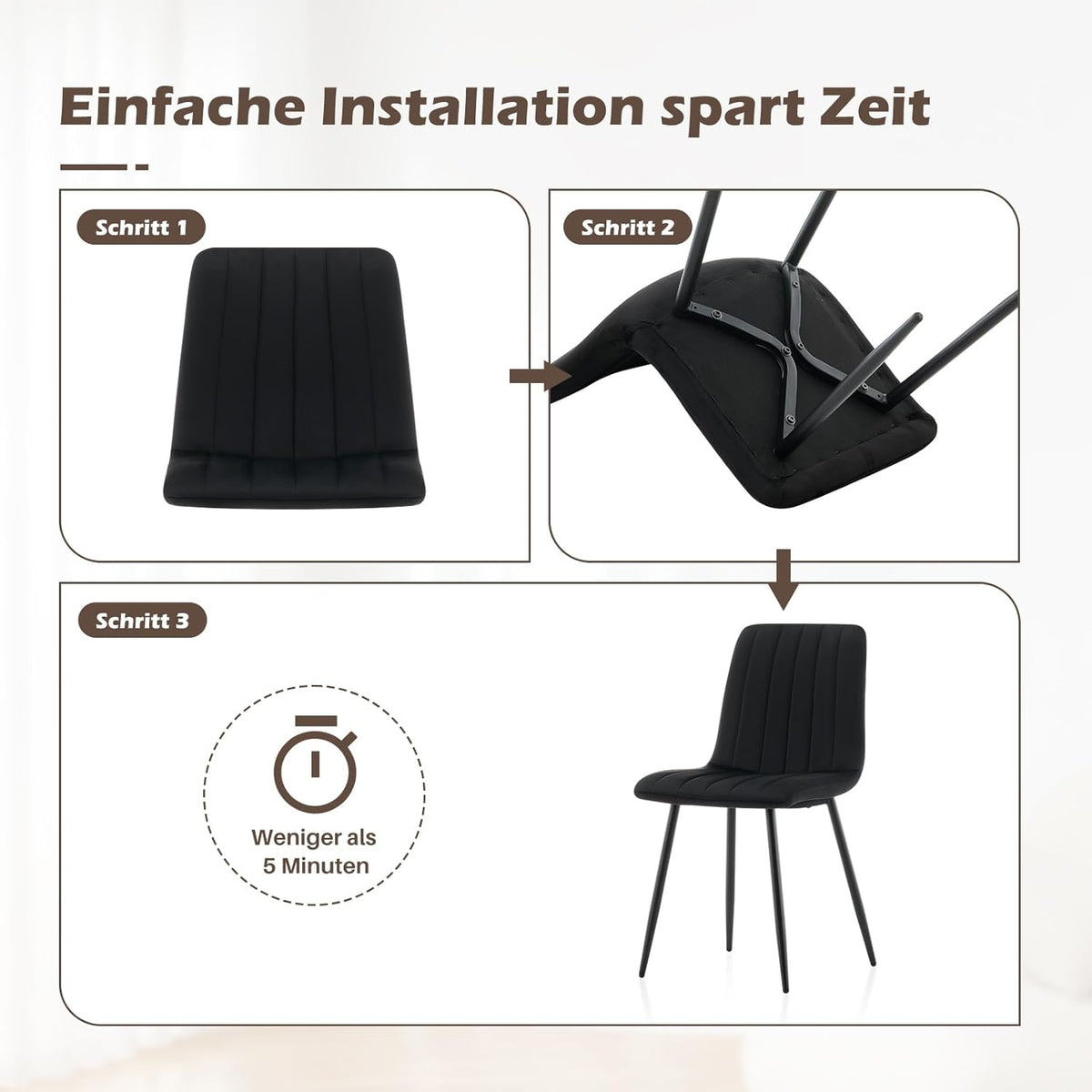 TUKAILAi Dining Chairs Set of 2 black velvet upholstered seat kitchen counter chairs with high back and metal legs, lounge reception chairs for home living room dining bedroom office - QUORE