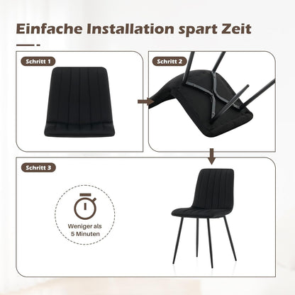 TUKAILAi Eetkamerstoelen, set van 2, zwart fluweel gestoffeerde zitstoelen met rugleuning en metalen poten, lounge make-upstoel voor thuis, woonkamer, slaapkamer, restaurant
